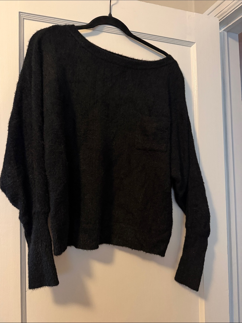 Caslon Black Off-the-Shoulder Fuzzy Sweater